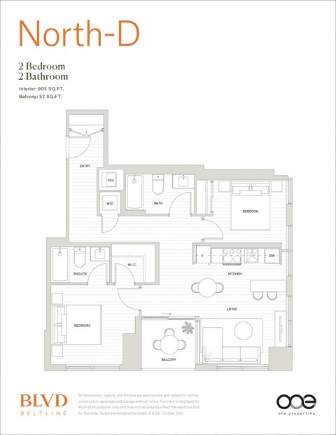 North - D Floor Plan at BLVD Beltline, Calgary, AB